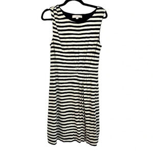 Ann Taylor Loft Women’s Sleeveless Black & Off White Stripe Dress Size M GUC